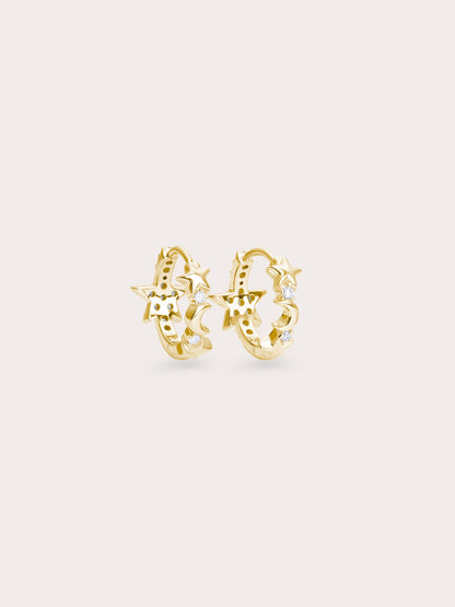 Starlight Huggie Earrings Reversible 18K Gold (2) – Mondays Made Flower & Birthstone Jewelry Singapore