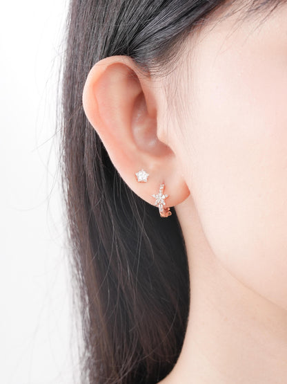 Starlight Huggie Earrings Reversible 18K Rose Gold (3) – Mondays Made Flower & Birthstone Jewelry Singapore