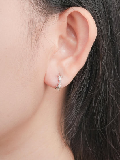 Starlight Huggie Earrings Reversible S925 Silver Rhodium (4) – Mondays Made Flower & Birthstone Jewelry Singapore