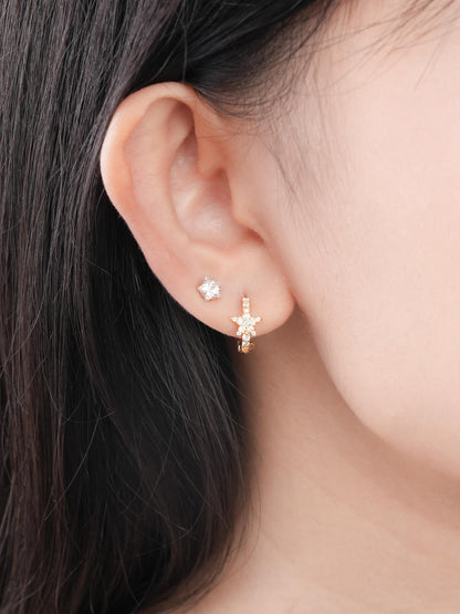 Starlight Huggie Earrings Reversible 18K Gold (5) – Mondays Made Flower & Birthstone Jewelry Singapore