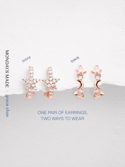 Starlight Huggie Earrings 18K Rose Gold Earrings – Mondays Made Flower & Birthstone Jewelry Singapore