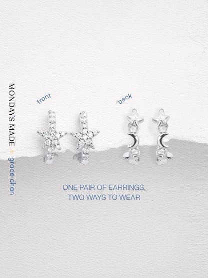 Starlight Huggie Earrings S925 Silver Rhodium Earrings – Mondays Made Flower & Birthstone Jewelry Singapore