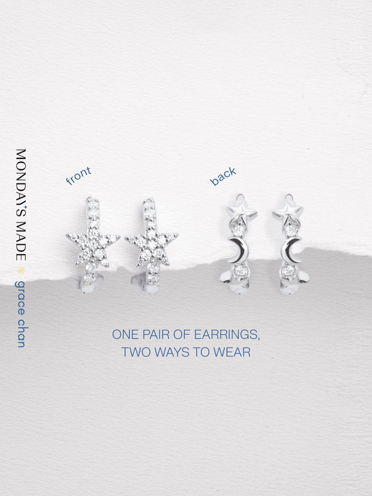 Starlight Huggie Earrings S925 Silver Rhodium Earrings – Mondays Made Flower & Birthstone Jewelry Singapore