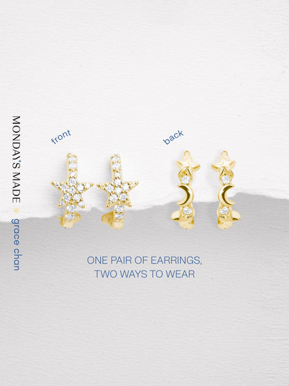Starlight Huggie Earrings 18K Gold Earrings – Mondays Made Flower & Birthstone Jewelry Singapore