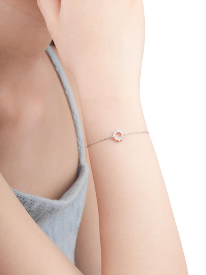 Sun Bracelet Reversible S925 Silver Rhodium (1) – Mondays Made Flower & Birthstone Jewelry Singapore