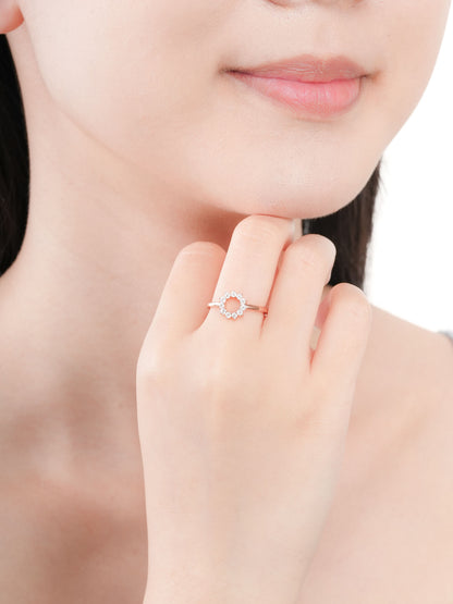 Sun Halo Ring 18K Rose Gold (2) – Mondays Made Flower & Birthstone Jewelry Singapore