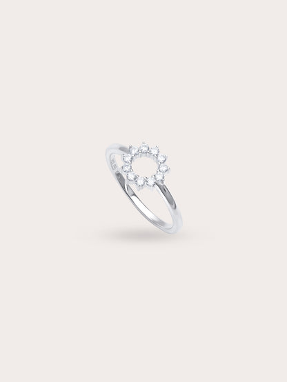 Sun Halo Ring S925 Silver Rhodium (1) – Mondays Made Flower & Birthstone Jewelry Singapore
