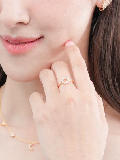 Sun Halo Ring 18K Gold (3) – Mondays Made Flower & Birthstone Jewelry Singapore