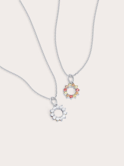 Sun Necklace Reversible S925 Silver Rhodium (1) – Mondays Made Flower & Birthstone Jewelry Singapore