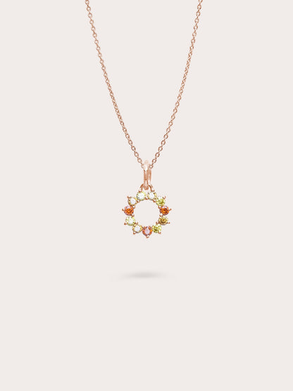 Sun Necklace Reversible Coloured 18K Rose Gold – Mondays Made Flower & Birthstone Jewelry Singapore