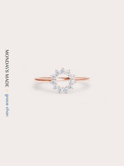Sun Halo Ring 18K Rose Gold (6) – Mondays Made Flower & Birthstone Jewelry Singapore