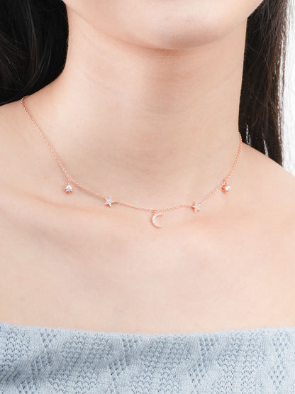 Sun Moon Stars Charm Necklace 18K Rose Gold (5) – Mondays Made Flower & Birthstone Jewelry Singapore