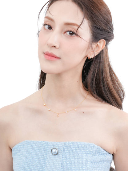 Sun Moon Stars Charm Necklace 18K Gold (4) – Mondays Made Flower & Birthstone Jewelry Singapore