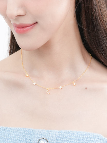 Sun Moon Stars Charm Necklace 18K Gold (5) – Mondays Made Flower & Birthstone Jewelry Singapore