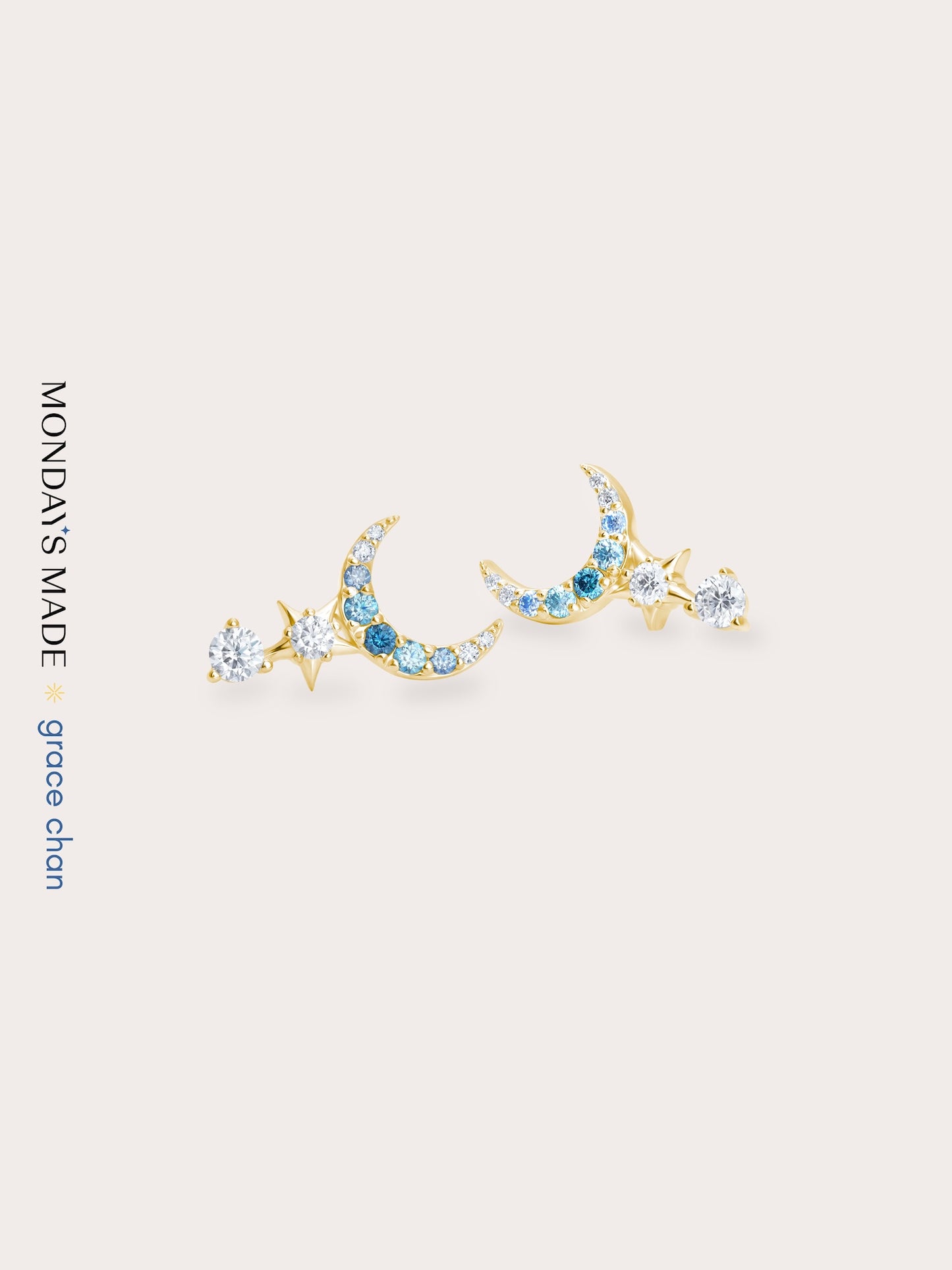 Sun, Moon & Stars Climber Stud Earrings