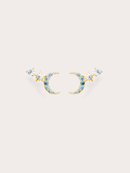 Sun Moon Stars Climber Stud Earrings 18K Gold (1) – Mondays Made Flower & Birthstone Jewelry Singapore