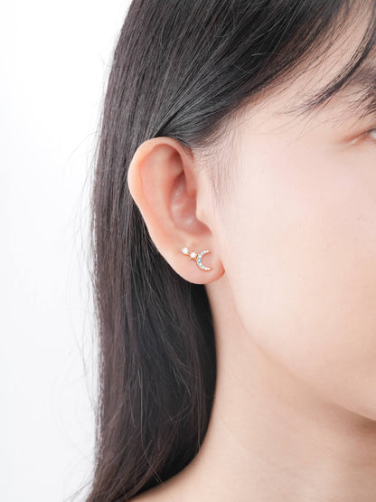 Sun Moon Stars Climber Stud Earrings 18K Gold (2) – Mondays Made Flower & Birthstone Jewelry Singapore