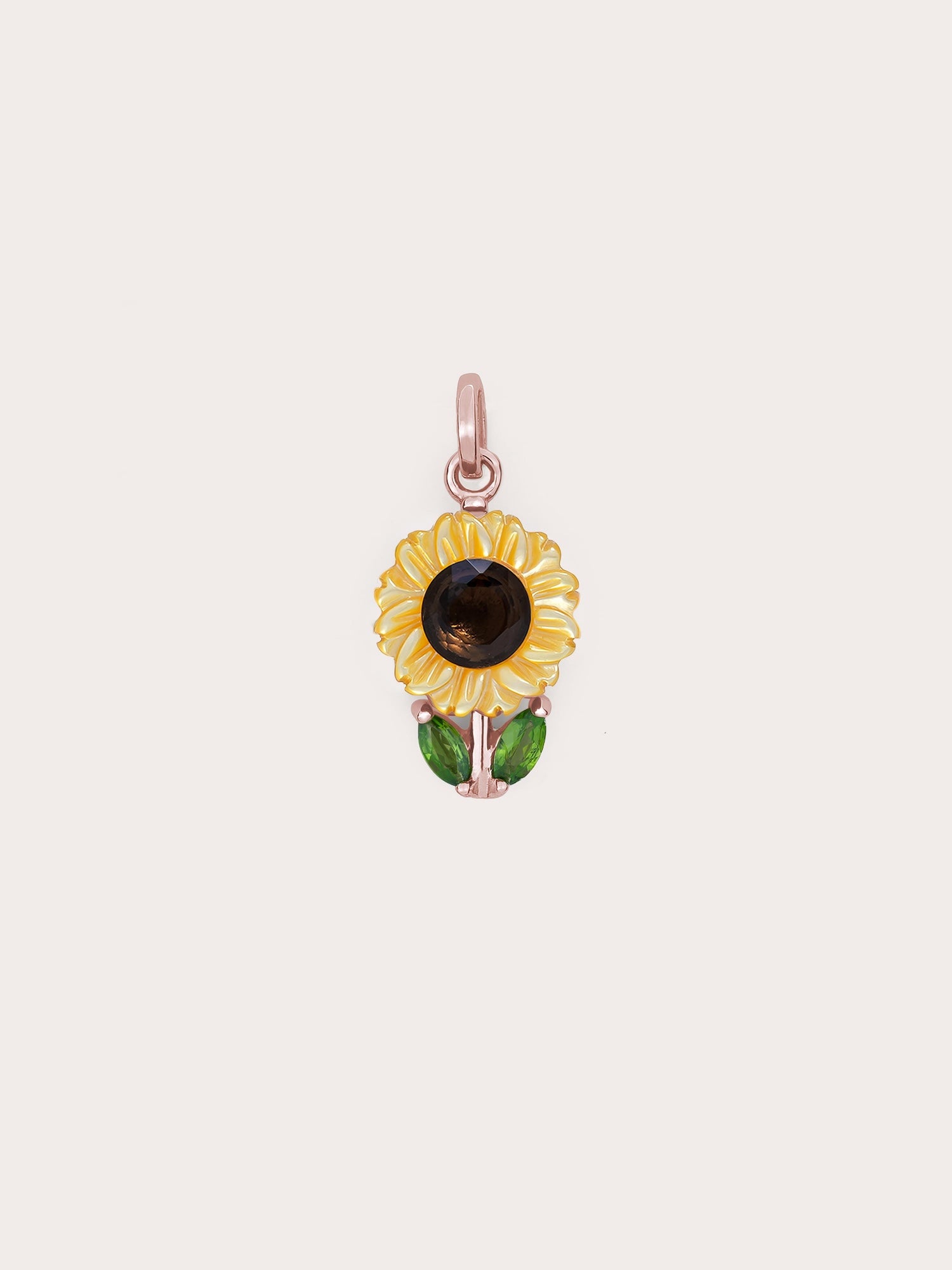 Carved Sunflower Charm 18k Rose Gold Vermeil