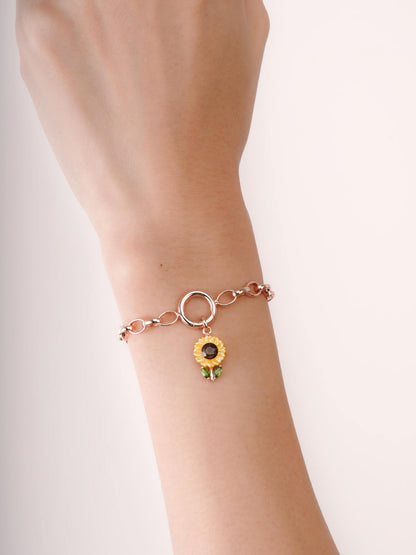 Sunflower Charm 18K Rose Gold (6) – Mondays Made Flower & Birthstone Jewelry Singapore
