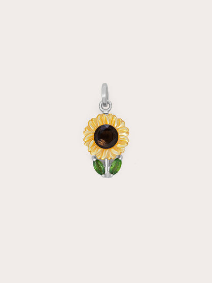 Sunflower Charm S925 Silver Rhodium (3) – Mondays Made Flower & Birthstone Jewelry Singapore