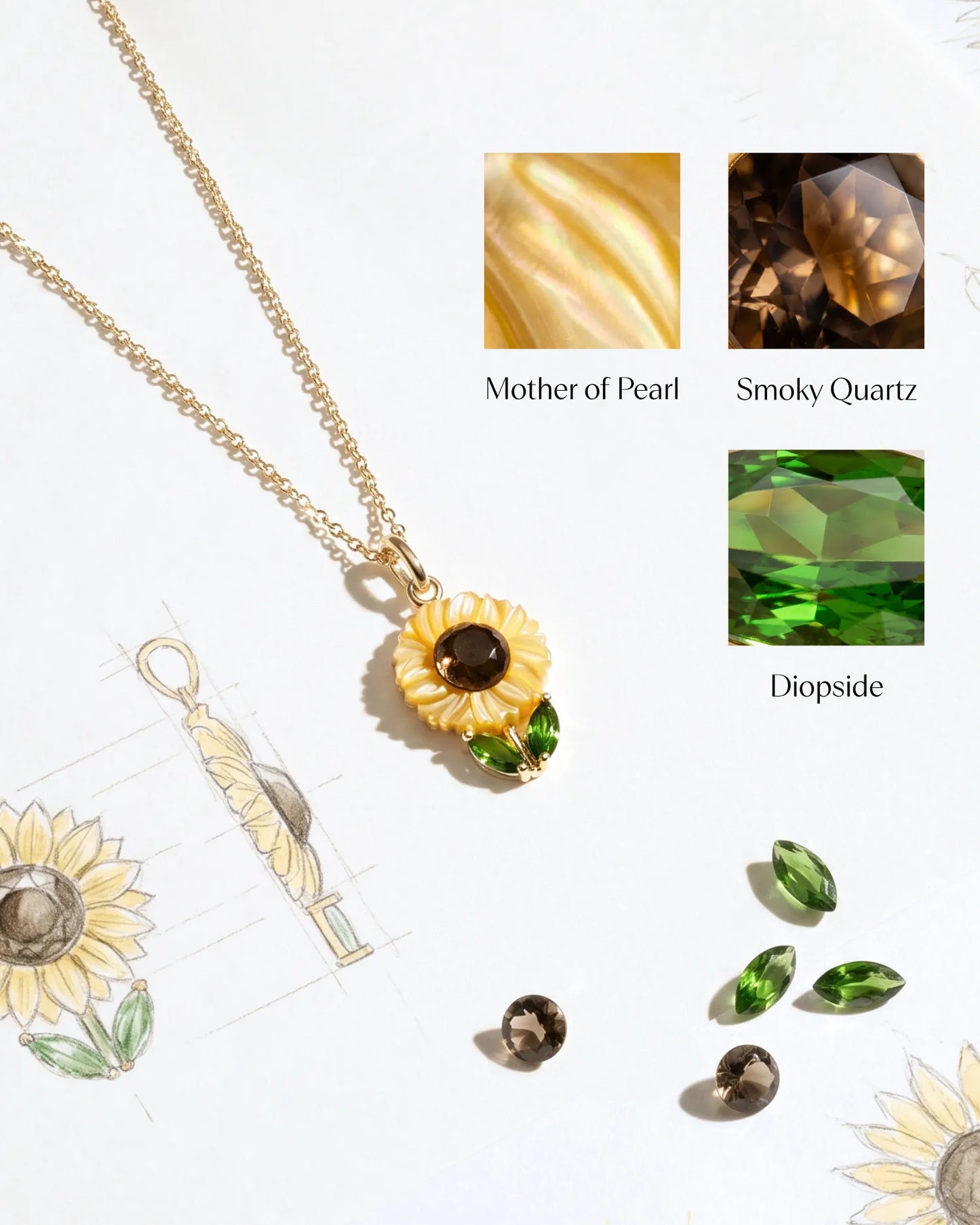 Carved Sunflower Necklace
