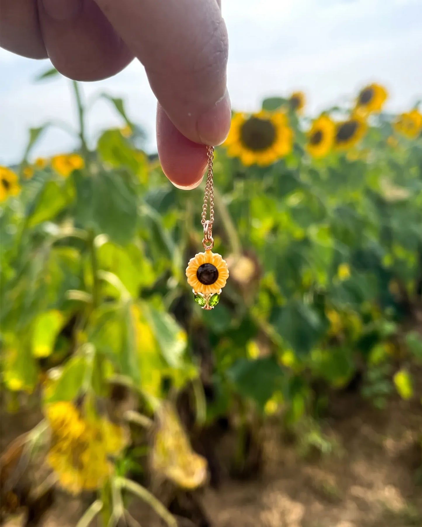 Carved Sunflower Necklace
