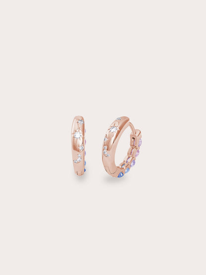 Sunset Moissanite Huggies 18K Rose Gold (3) – Mondays Made Flower & Birthstone Jewelry Singapore