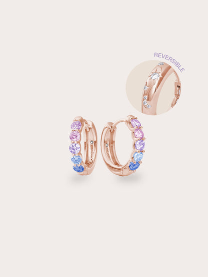 Sunset Moissanite Huggies 18K Rose Gold (4) – Mondays Made Flower & Birthstone Jewelry Singapore