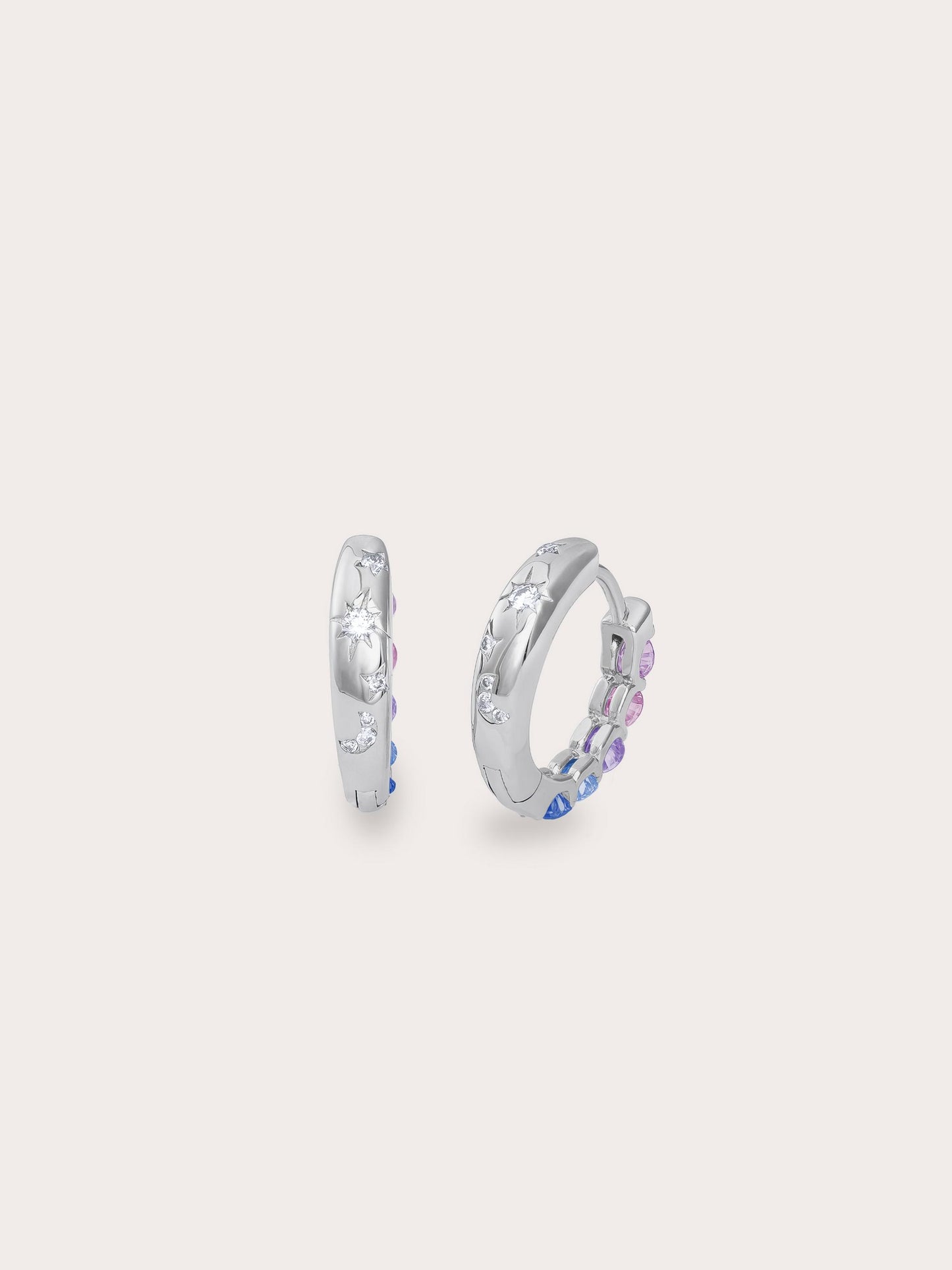 Lilac Sunset Moissanite Reversible Huggie Earrings