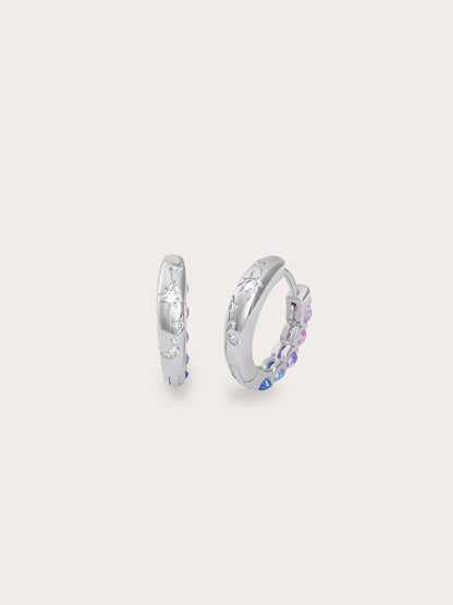 Sunset Moissanite Huggies S925 Silver Rhodium (3) – Mondays Made Flower & Birthstone Jewelry Singapore