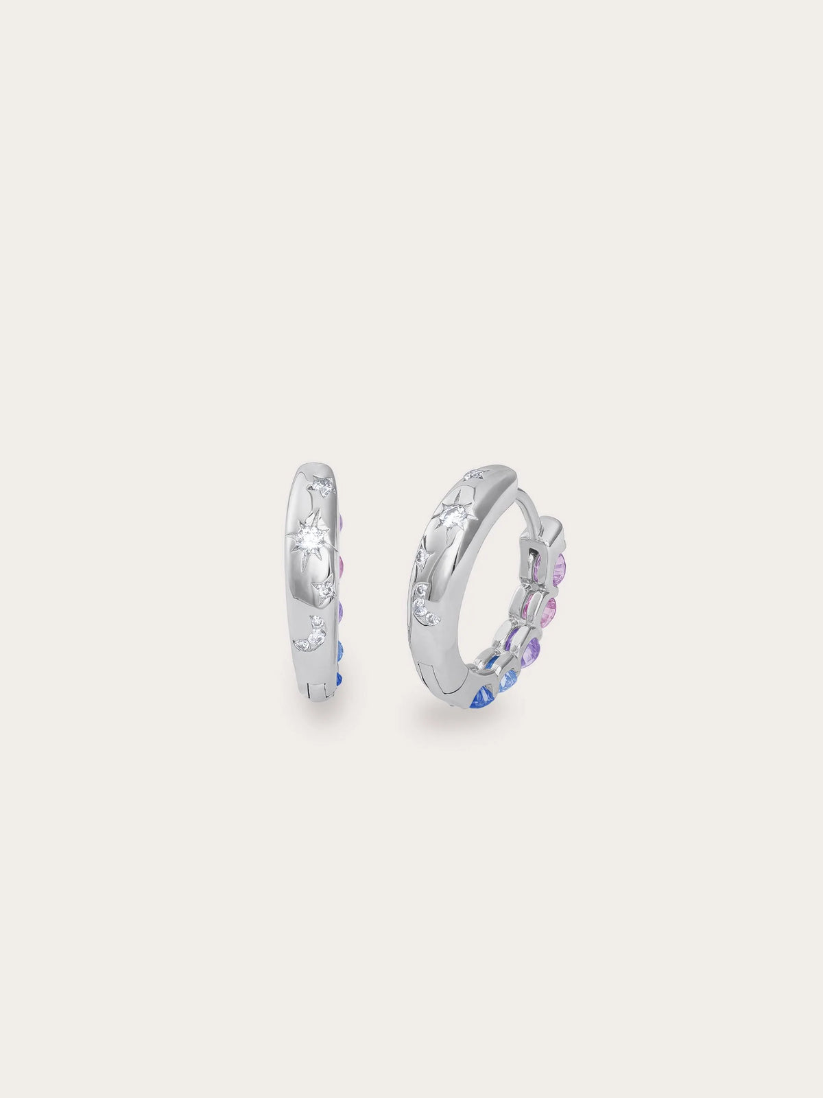 Lilac Sunset Moissanite Reversible Huggie Earrings