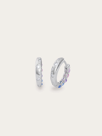 Lilac Sunset Moissanite Reversible Huggie Earrings