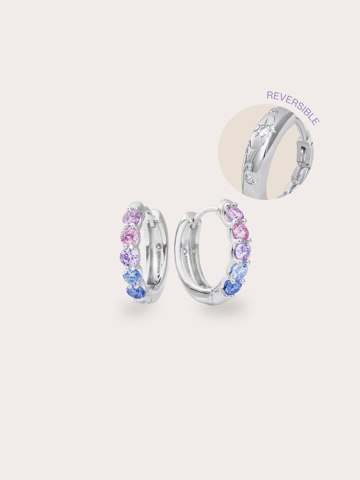 Lilac Sunset Moissanite Reversible Huggie Earrings
