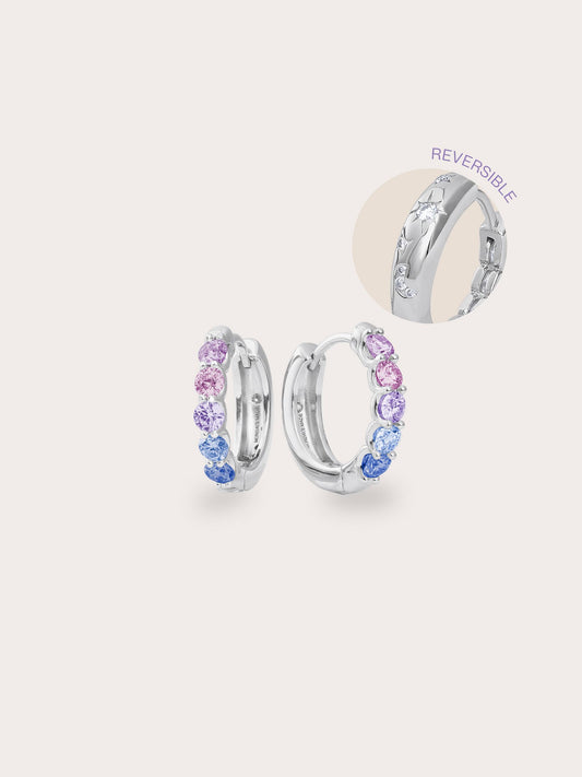 Lilac Sunset Moissanite Reversible Huggie Earrings