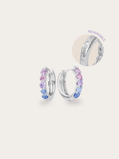 Lilac Sunset Moissanite Reversible Huggie Earrings
