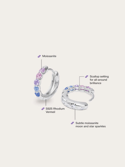 Lilac Sunset Moissanite Reversible Huggie Earrings