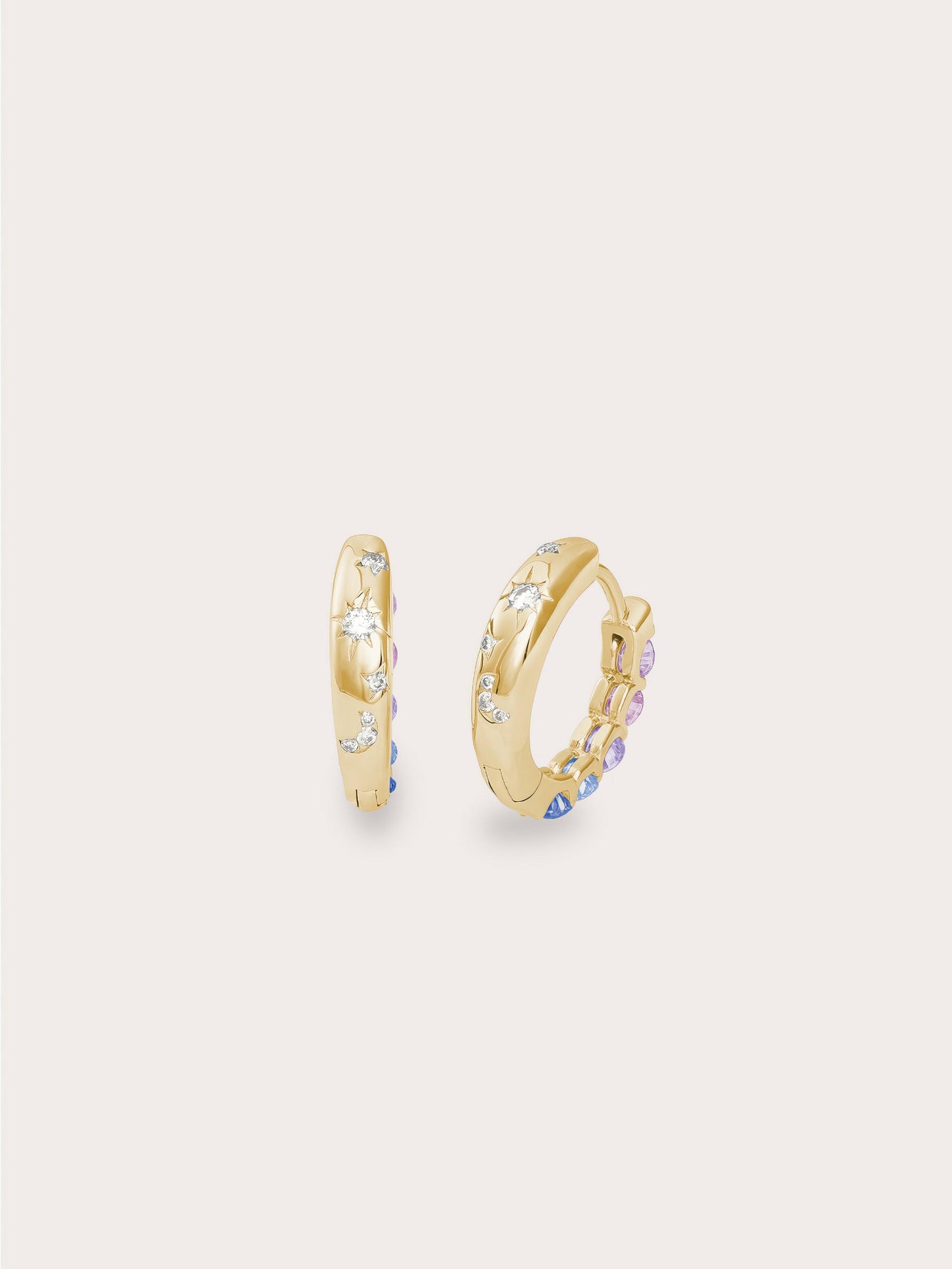 Lilac Sunset Moissanite Reversible Huggie Earrings