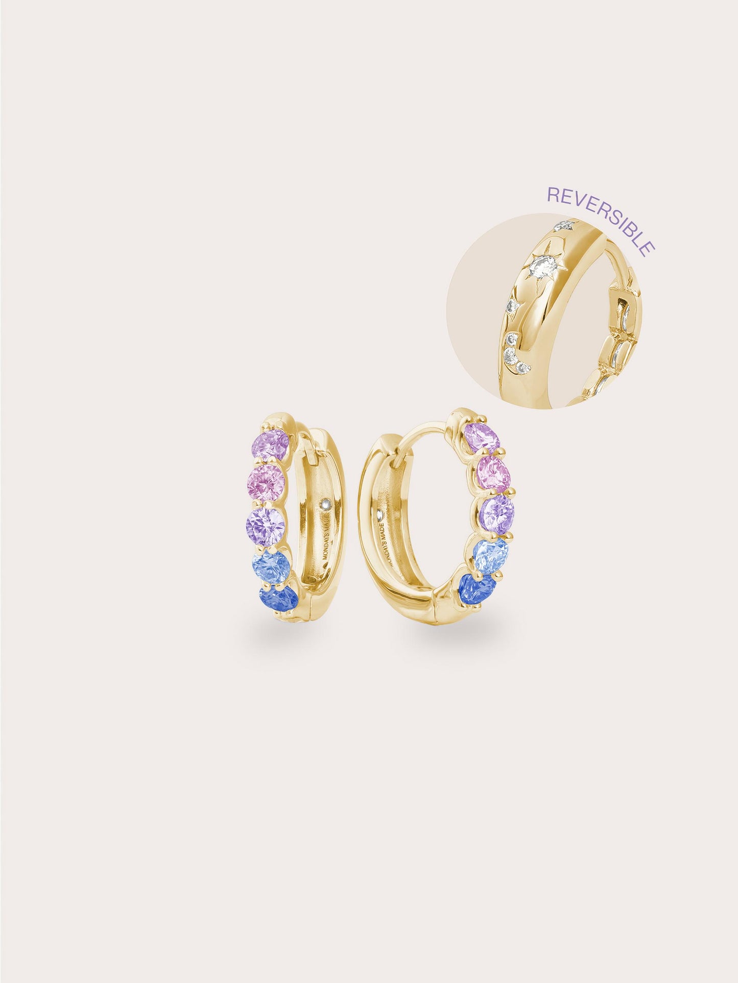 Lilac Sunset Moissanite Reversible Huggie Earrings