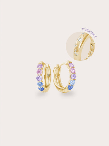Sunset Moissanite Huggies 18K Gold (4) – Mondays Made Flower & Birthstone Jewelry Singapore