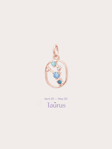 Taurus Charm 18K Rose Gold (1) – Mondays Made Flower & Birthstone Jewelry Singapore