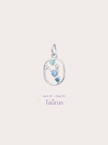 Taurus Charm S925 Silver Rhodium (1) – Mondays Made Flower & Birthstone Jewelry Singapore