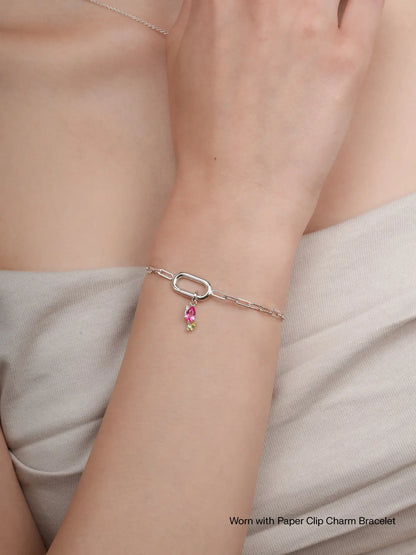 Tulip Charm Worn With S925 Silver Rhodium – Mondays Made Flower & Birthstone Jewelry Singapore