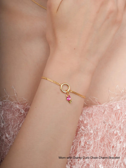 Tulip Charm Worn With 18K Gold – Mondays Made Flower & Birthstone Jewelry Singapore