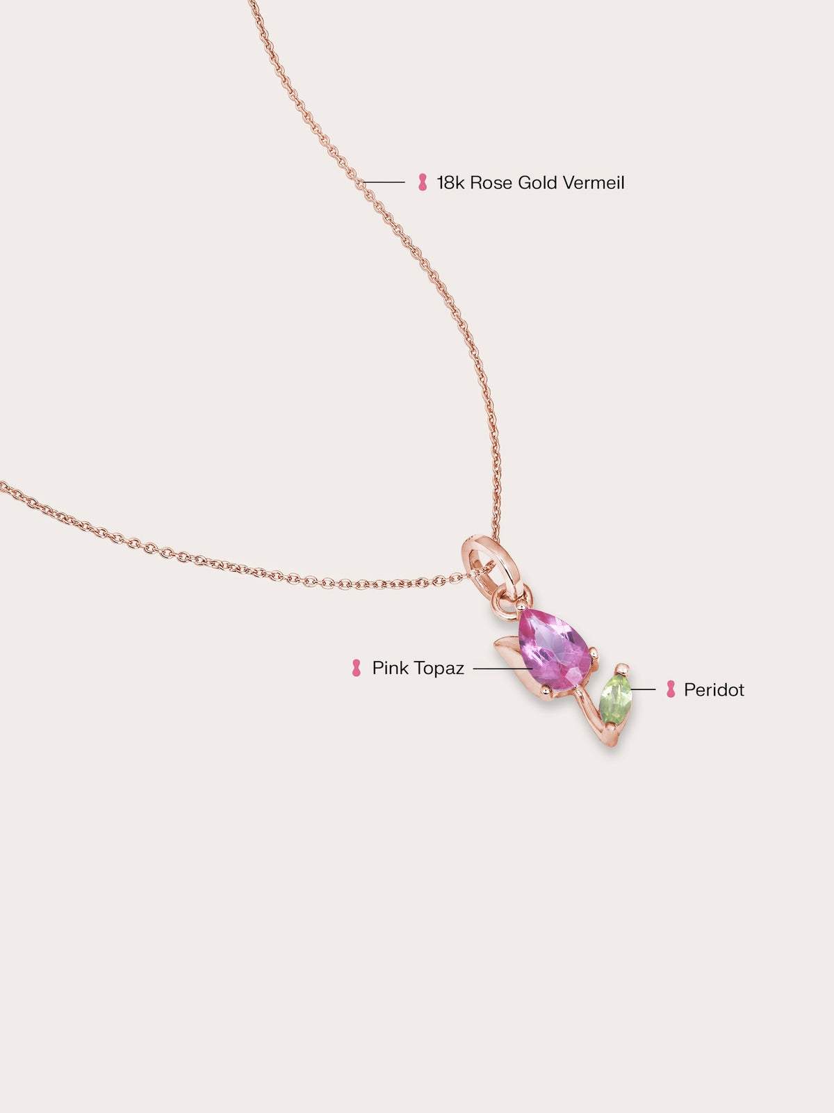 Tulip Necklace 18K Rose Gold (1) – Mondays Made Flower & Birthstone Jewelry Singapore