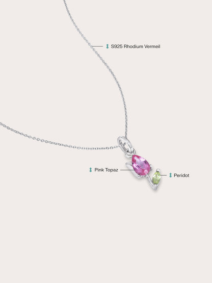 Tulip Necklace S925 Silver Rhodium (1) – Mondays Made Flower & Birthstone Jewelry Singapore