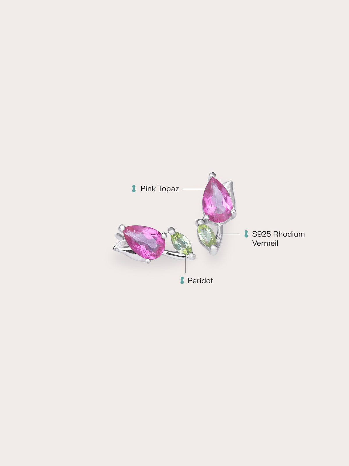 Tulip Stud Earrings S925 Silver Rhodium (1) – Mondays Made Flower & Birthstone Jewelry Singapore
