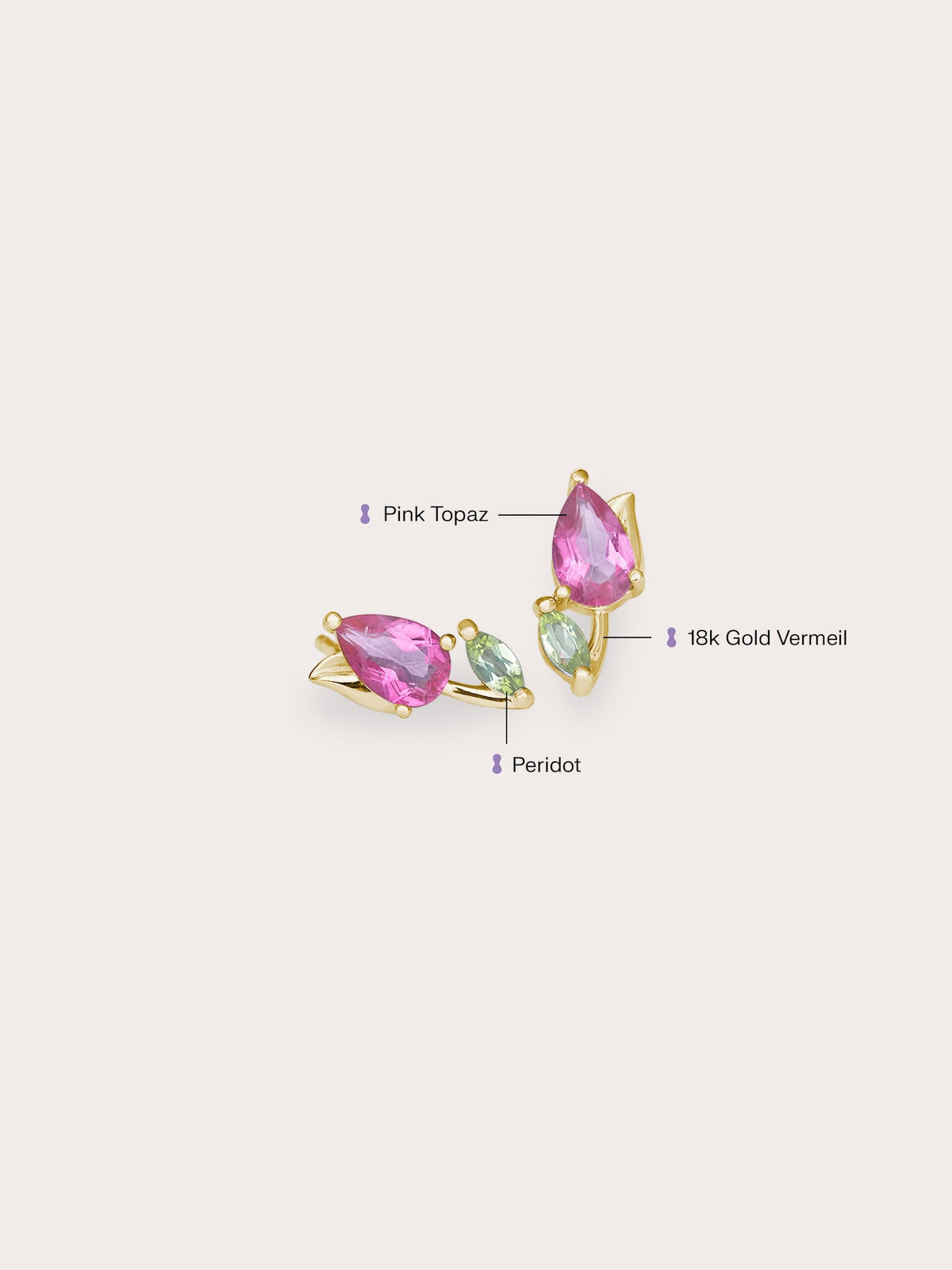 Tulip Stud Earrings 18K Gold (1) – Mondays Made Flower & Birthstone Jewelry Singapore