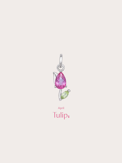 Tulip Charm S925 Silver Rhodium (3) – Mondays Made Flower & Birthstone Jewelry Singapore