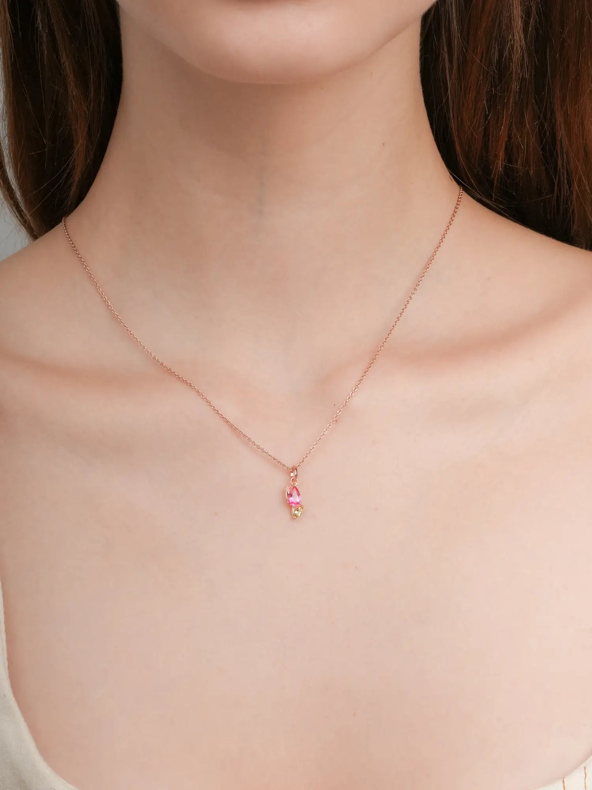 Tulip Necklace 18K Rose Gold (2) – Mondays Made Flower & Birthstone Jewelry Singapore