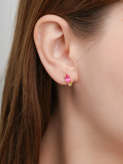 Tulip Stud Earrings 18K Rose Gold (2) – Mondays Made Flower & Birthstone Jewelry Singapore